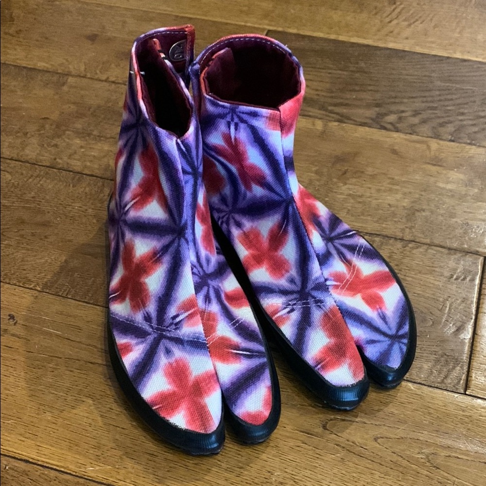Colorful Floral Ankle Japanese Jika Tabi Boots